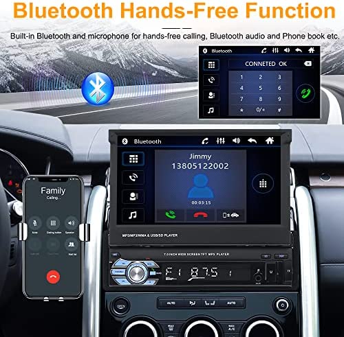 51oenazC1BL. AC  - Car Stereo in Dash Single DIN 7 Inch HD Flip Out Touch Screen Radio GPS Head Unit Support Bluetooth Hands-Free GPS Navigation Mirror Link FM USB SD MP5 with Backup Camera Built-in Microphone UNITOPSCI
