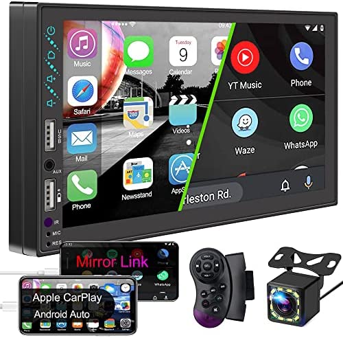 51qYZymiDqL. AC  - Double Din Car Stereo Radio Voice Control Apple Carplay&Android Auto,7In HD LCD TouchScreen - Bluetooth,MP5 Player/A/V In,USB/SD/2.1A Charge,Backup Camera,Mirror Link,SWC,A/FM Audio Receiver,Subwoofer