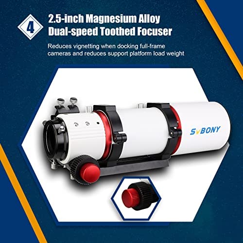 51sGxQyoNbL. AC  - SVBONY SV550 Telescope, 80mm F6 APO Triplet Refractor OTA, 180mm Dovetail Plate, 2.5 inches Micro-Reduction Rap Focuser, Telescope Adults for Deep Sky Astrophotography and Observation