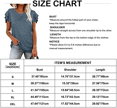 51uIxXsvDiL. AC  - BESFLY Tee Shirts for Women Shirts Overlap Ruffle Short Sleeve Tees Casual Summer Tops Blouses