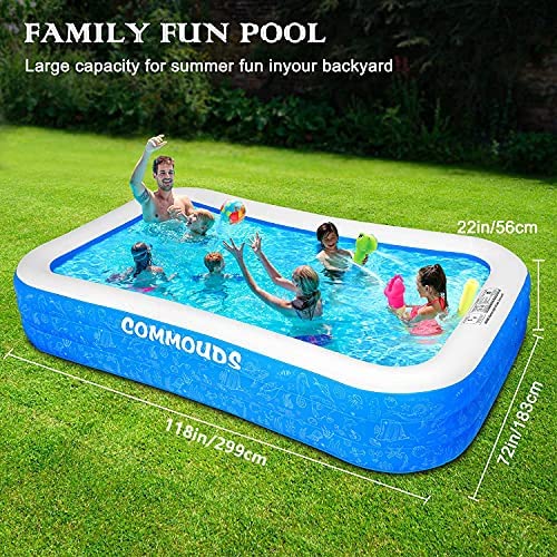 616vQSuhSRS. AC  - COMMOUDS Large Inflatable Swimming Pool, 120”X72”X22”, Full-Sized Blow up Family Pool for Kids, Baby, Children, Adults, Large Durable, Inflated Swimming Pool