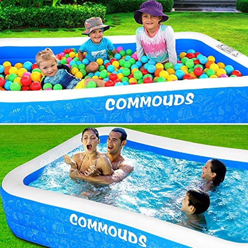 61vE318Qs5S. AC  - COMMOUDS Large Inflatable Swimming Pool, 120”X72”X22”, Full-Sized Blow up Family Pool for Kids, Baby, Children, Adults, Large Durable, Inflated Swimming Pool