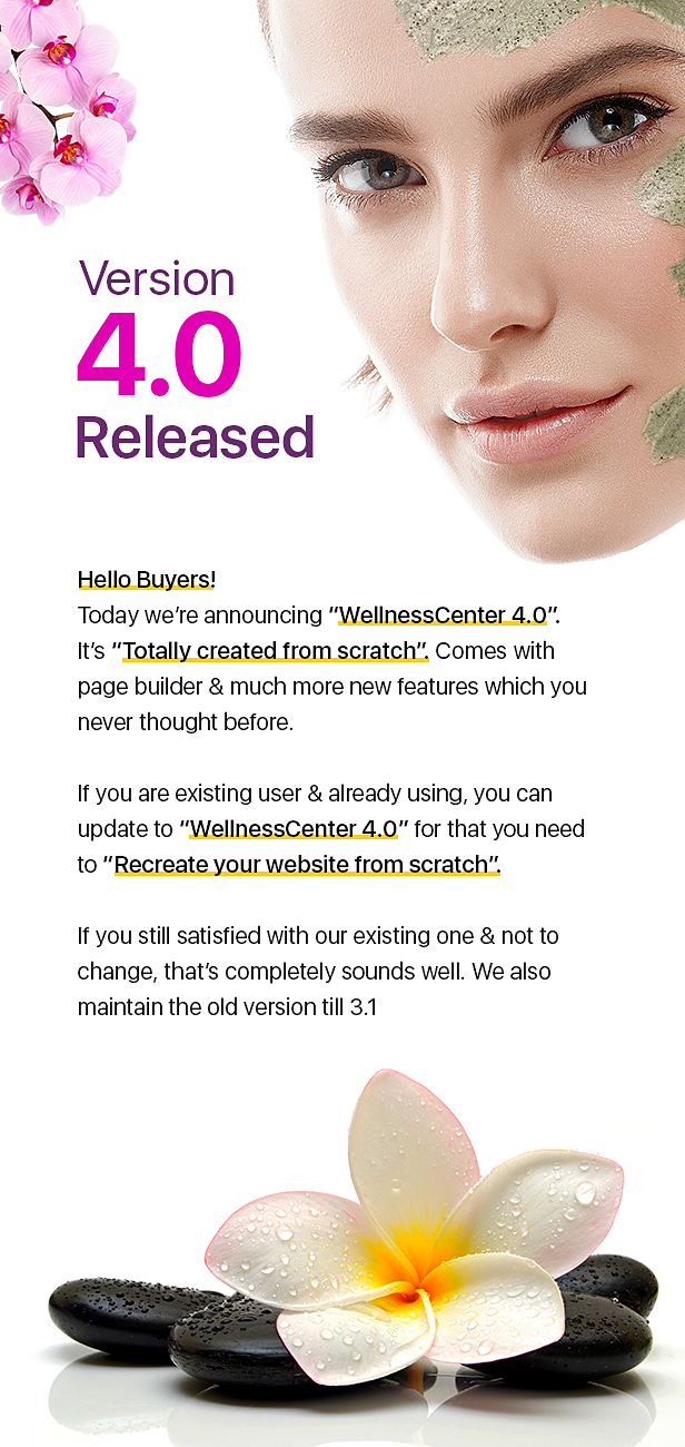 Version 4.0 - WellnessCenter Beauty Spa salon WordPress Theme