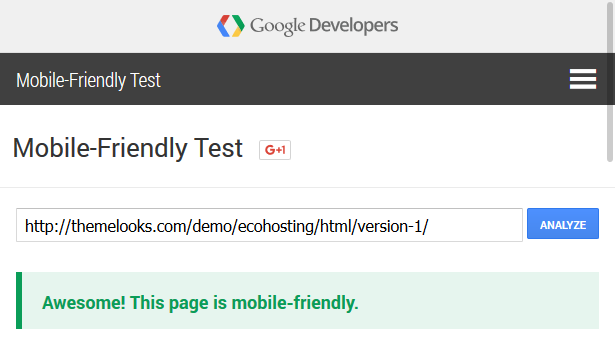google mobile test - EcoHosting | Responsive HTML5 Hosting and WHMCS Template