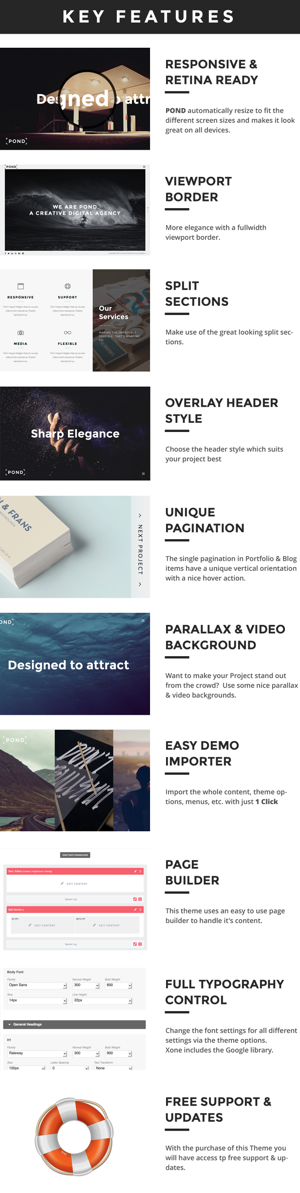 pond features - Pond - Creative Portfolio / Agency WordPress Theme