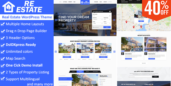 realstate preview.  large preview - ReEstate - Real Estate with MLS IDX Listing Realtor Theme