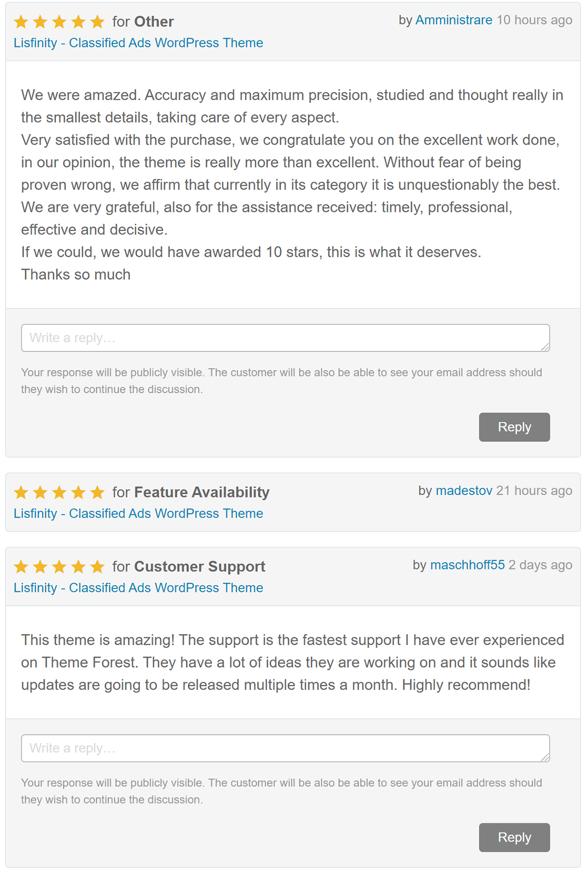 review 3 - Lisfinity - Classified Ads WordPress Theme