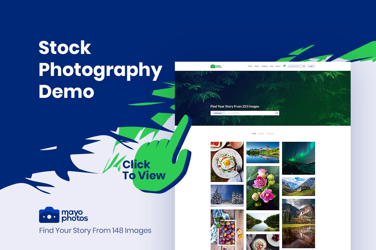 stock photography demo banner - Mayosis - Digital Marketplace WordPress Theme