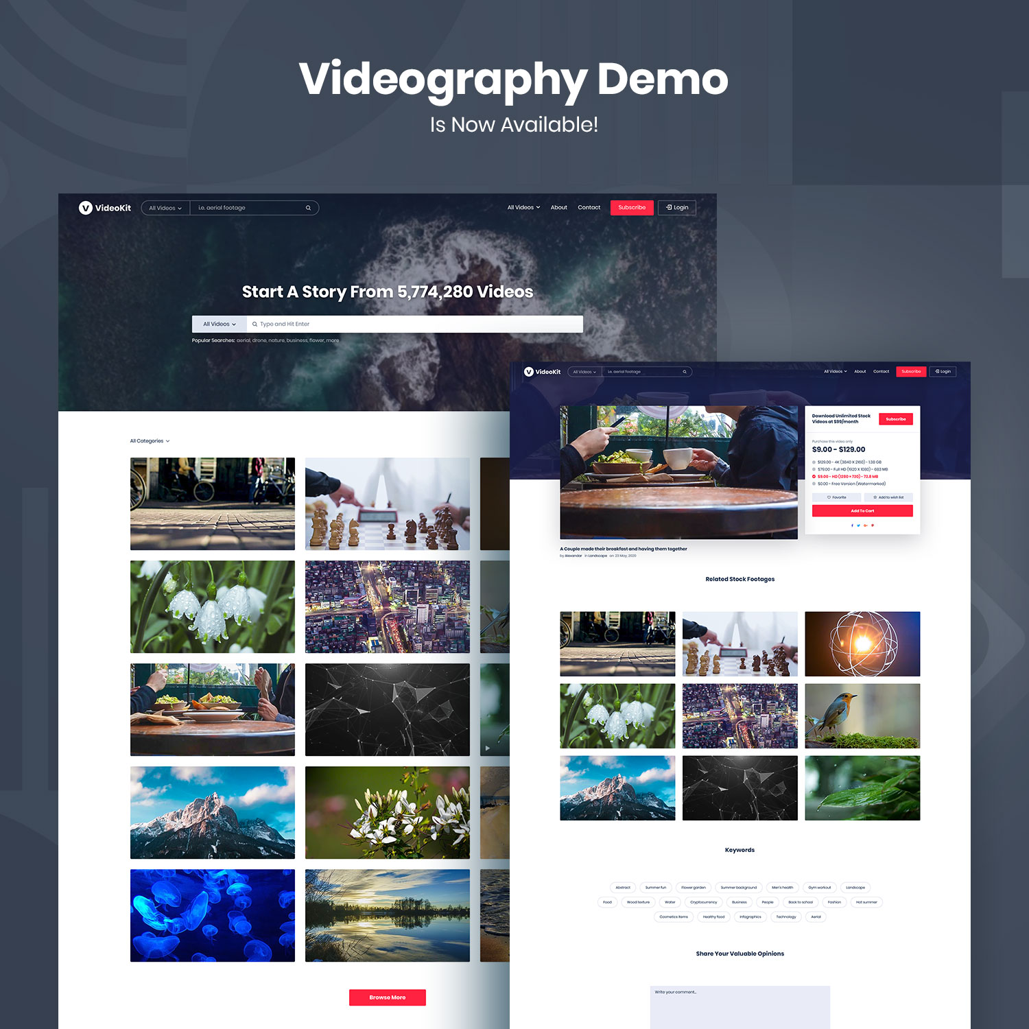 videography demo banner - Mayosis - Digital Marketplace WordPress Theme