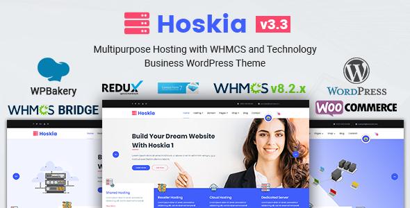 01 preview.  large preview - Hoskia | Multipurpose Hosting with WHMCS Theme