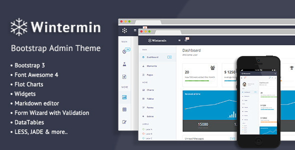 01 preview1.  large preview - Wintermin - Bootstrap Admin Theme