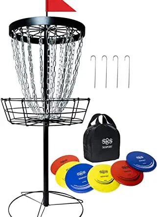 1662581663 41r7PCfGlFL. AC  323x445 - SGSPORT Disc Golf Basket with Discs | Portable Disc Golf Target with Heavy Duty 24-Chains Disc Golf Course Basket, Come with 6pcs Disc Golf Discs with Carry Bag