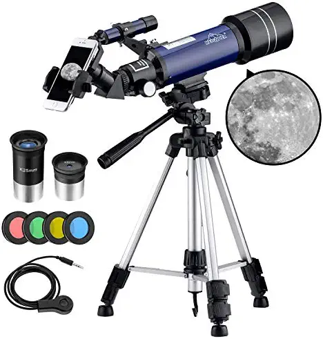 MAXLAPTER Telescope for Kids Adults Astronomy Beginners, 70mm Aperture Refractor Telescope for Astronomy, Portable Telescope with Tripod, Smartphone Adapter, Two Eyepieces, Backpack