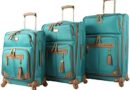Steve Madden Designer Luggage Collection – 3 Piece Softside Expandable Lightweight Spinner Suitcase Set – Travel Set includes 20 Inch Carry on, 24 Inch & 28-Inch Checked Suitcases (Harlo Teal Blue)