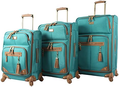 1664227341 515MXE6ukKL. AC  - Steve Madden Designer Luggage Collection - 3 Piece Softside Expandable Lightweight Spinner Suitcase Set - Travel Set includes 20 Inch Carry on, 24 Inch & 28-Inch Checked Suitcases (Harlo Teal Blue)