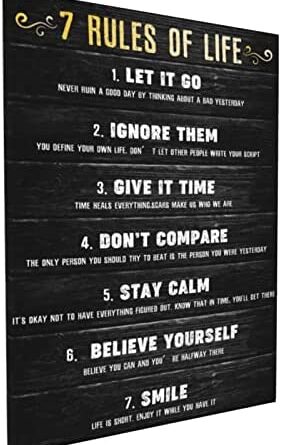 1664270585 41GE5pGMQfL. AC  281x445 - Motivational Quotes Wall Decor Inspirational 7 Rules of Life Canvas Print Wall Art for Home Office 12 x 16 in