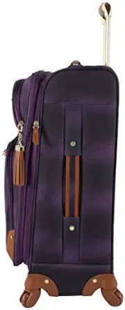 31+WgL56oSL. AC  - Steve Madden Designer Luggage Collection - Lightweight 24 Inch Expandable Softside Suitcase - Mid-size Rolling 4-Spinner Wheels Checked Bag (Shadow Purple)