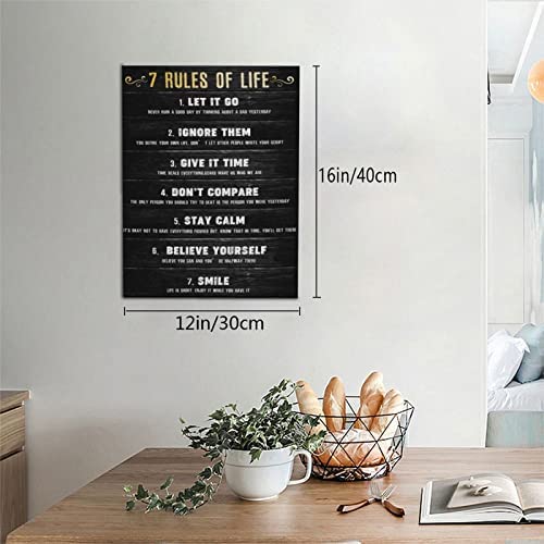 417nPejA5rL. AC  - Motivational Quotes Wall Decor Inspirational 7 Rules of Life Canvas Print Wall Art for Home Office 12 x 16 in