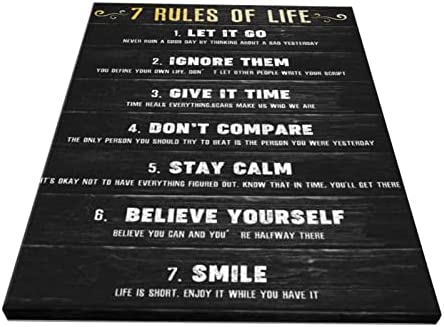 41AXjSxyAYL. AC  - Motivational Quotes Wall Decor Inspirational 7 Rules of Life Canvas Print Wall Art for Home Office 12 x 16 in