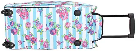 41Ch6b CNWL. AC  - Betsey Johnson Designer Carry On Luggage Collection - Lightweight Pattern 22 Inch Duffel Bag- Weekender Overnight Business Travel Suitcase with 2- Rolling Spinner Wheels (Stripe Floral)
