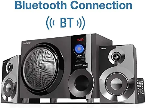 41LSq xlq2L. AC  - Boytone BT-225FB Wireless Bluetooth Stereo Audio Speaker Bookshelf System, Powerful Bass, Treble, Clear Sound, FM Radio, USB/SD/RCA Input, Output, for Phone's, Laptops, DVD Player, 60W