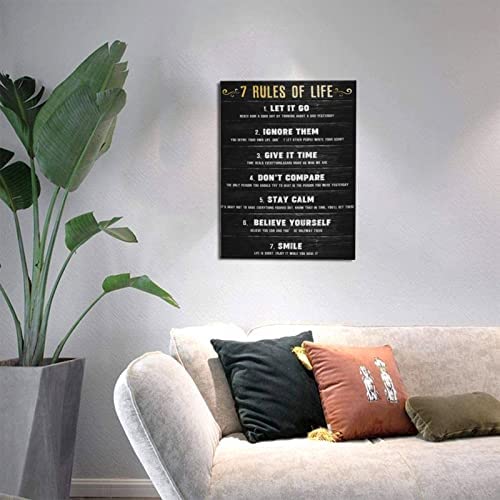 41X3ISMUqxL. AC  - Motivational Quotes Wall Decor Inspirational 7 Rules of Life Canvas Print Wall Art for Home Office 12 x 16 in