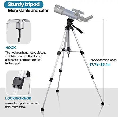 41dA5U21DmL. AC  - MAXLAPTER Telescope for Kids Adults Astronomy Beginners, 70mm Aperture Refractor Telescope for Astronomy, Portable Telescope with Tripod, Smartphone Adapter, Two Eyepieces, Backpack