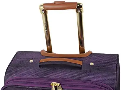 41rcYcpJ08L. AC  - Steve Madden Designer Luggage Collection - Lightweight 24 Inch Expandable Softside Suitcase - Mid-size Rolling 4-Spinner Wheels Checked Bag (Shadow Purple)
