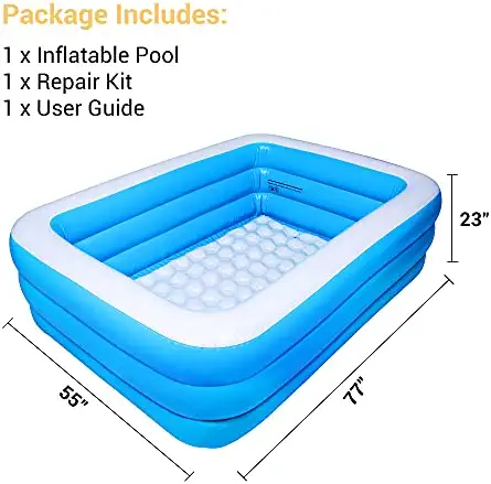 41rqfCzmw2L. AC  - AsterOutdoor Inflatable Swimming Pool Full-Sized Above Ground Kiddle Family Lounge Pool for Adult, Kids, Toddlers, 77" x 55" x 23" Thickened, Blow Up for Backyard, Garden, Party, Blue
