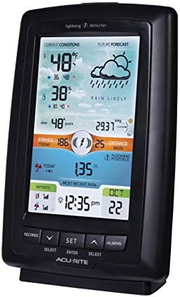 41zJE9760kL. AC  - AcuRite 01021M Color Weather Station with Rain Gauge and Lightning Detector , Black