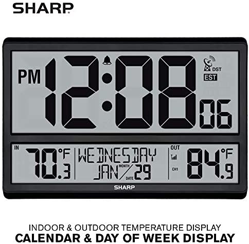 51 ZPKa5ONL. AC  - Sharp Atomic Clock - Never Needs Setting! –Easy to Read Numbers - Indoor/ Outdoor Temperature, Wireless Outdoor Sensor - Battery Powered - Easy Set-Up!! (4" Numbers)