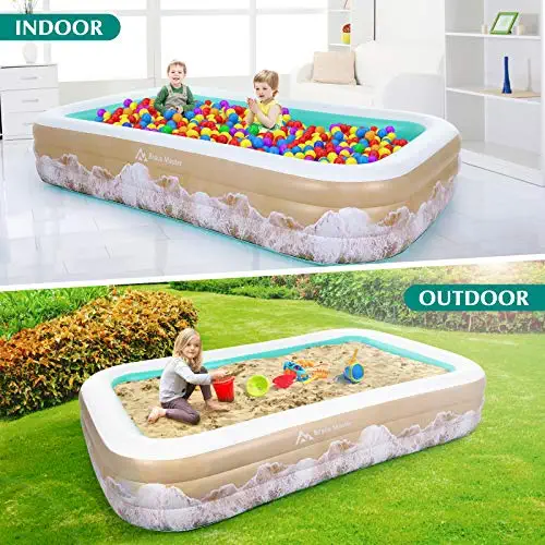 51G9fQitMQL. AC  - Brace Master Inflatable Swimming Pool, Blow Up Pool, 95" x 56" x 22" Family Kiddie Pools, Ages 3+, Full-Sized Inflatable Pool for Kids, Adults, Outdoor, Garden, Backyard, Green