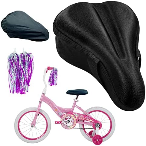 51JQGgeGbVL. AC  - TOMDLING Kids Gel Bike Seat Cushion Cover, Breathable Memory Foam Child Bike Seat Cover, Seat Cushion for Children's Bicycle, with Water and Dust Resistant Cover, 9"x6"