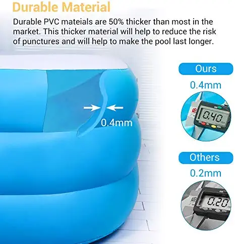51hxFBt 4KL. AC  - AsterOutdoor Inflatable Swimming Pool Full-Sized Above Ground Kiddle Family Lounge Pool for Adult, Kids, Toddlers, 77" x 55" x 23" Thickened, Blow Up for Backyard, Garden, Party, Blue