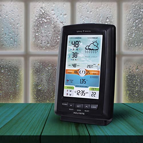 51pl8zy9ZJL. AC  - AcuRite 01021M Color Weather Station with Rain Gauge and Lightning Detector , Black