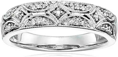 51xpmY9ekRL. AC  - Amazon Collection Sterling Silver Diamond Band Ring (1/20 cttw, I-J Color, I2-I3 Clarity)