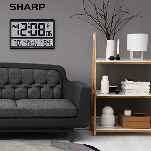 51xptIb5vzL. AC  - Sharp Atomic Clock - Never Needs Setting! –Easy to Read Numbers - Indoor/ Outdoor Temperature, Wireless Outdoor Sensor - Battery Powered - Easy Set-Up!! (4" Numbers)