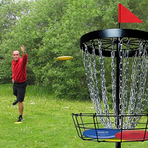 61QlwgkL6vL. AC  - SGSPORT Disc Golf Basket with Discs | Portable Disc Golf Target with Heavy Duty 24-Chains Disc Golf Course Basket, Come with 6pcs Disc Golf Discs with Carry Bag