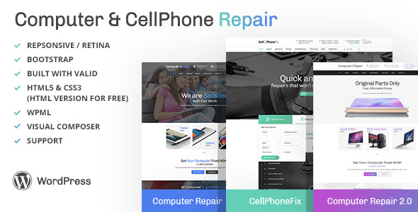 Computer and CellPhone repair services WordPress Theme