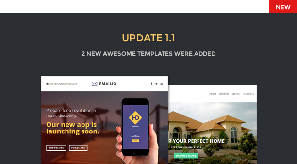 presentation update 1 1 - Emailio Responsive Multipurpose Email Template With Online Builder
