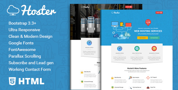 preview.  large preview - Hoster | Hosting Service HTML Template