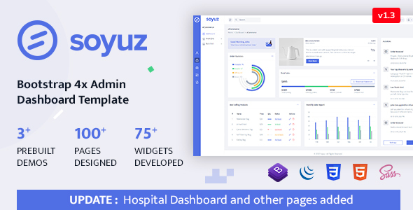 preview image 02.  large preview - Soyuz - Bootstrap 4x + Laravel Minimal & Clean Admin Template