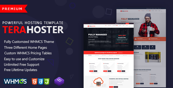theme previw.  large preview - TeraHoster - Professional Hosting Template with WHMCS