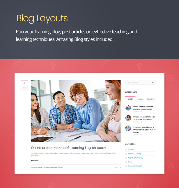 16 learning school - Language School - Courses & Learning Management System Education WordPress Theme