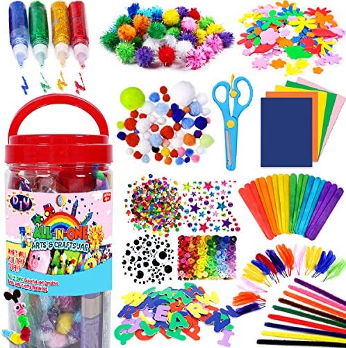 FunzBo Arts and Crafts Supplies for Kids – Craft Art Supply Kit for Toddlers Age 4 5 6 7 8 9 – All in One D.I.Y. Crafting School Kindergarten Homeschool Supplies Arts Set Crafts for Kids