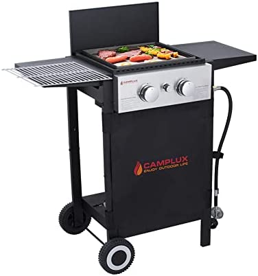 1666523284 31DfnrDu79L. AC  - Flat Top Grill, Camplux Outdoor Gas Griddle Grill Combo 2 Burner with Lid,Black