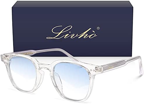 31GqdNzwJbL. AC  - Livho Fashion Acetate Round Blue Light Blocking Glasses for Women Men, Computer Gaming Glasses Anti Eye Strain Eyewear w/Case