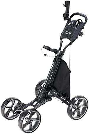 31i1P3l30 L. AC  - KVV 4 Wheel Foldable Golf Push Cart-with Super Strong & Lightweight Aluminum Frame-One Step to Open and Close Cart Seat Attachable