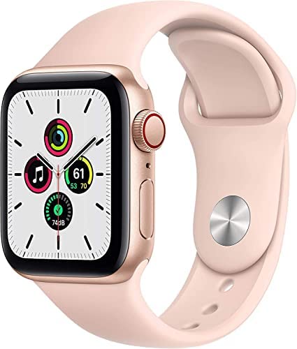 4149Cw0ObYL. AC  - Apple Watch SE (GPS + Cellular, 40mm) - Gold Aluminum Case with Pink Sand Sport Band (Renewed)