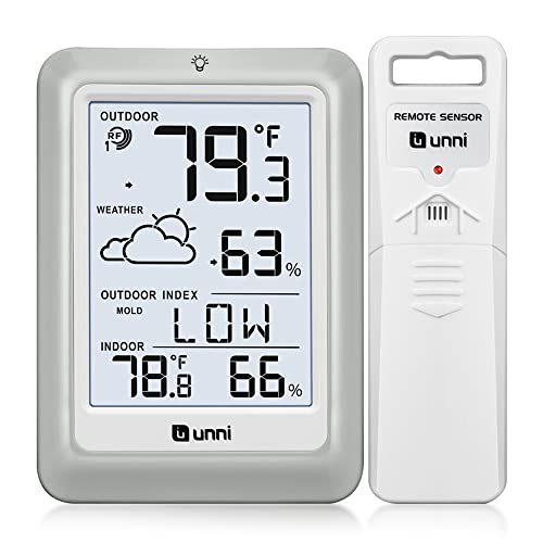41KK9gjeRxL - Indoor Outdoor Thermometer Hygrometer Wireless Weather Station, Temperature Humidity Monitor Battery Powered Inside Outside Thermometer with 330ft Range Remote Sensor and Backlight Display